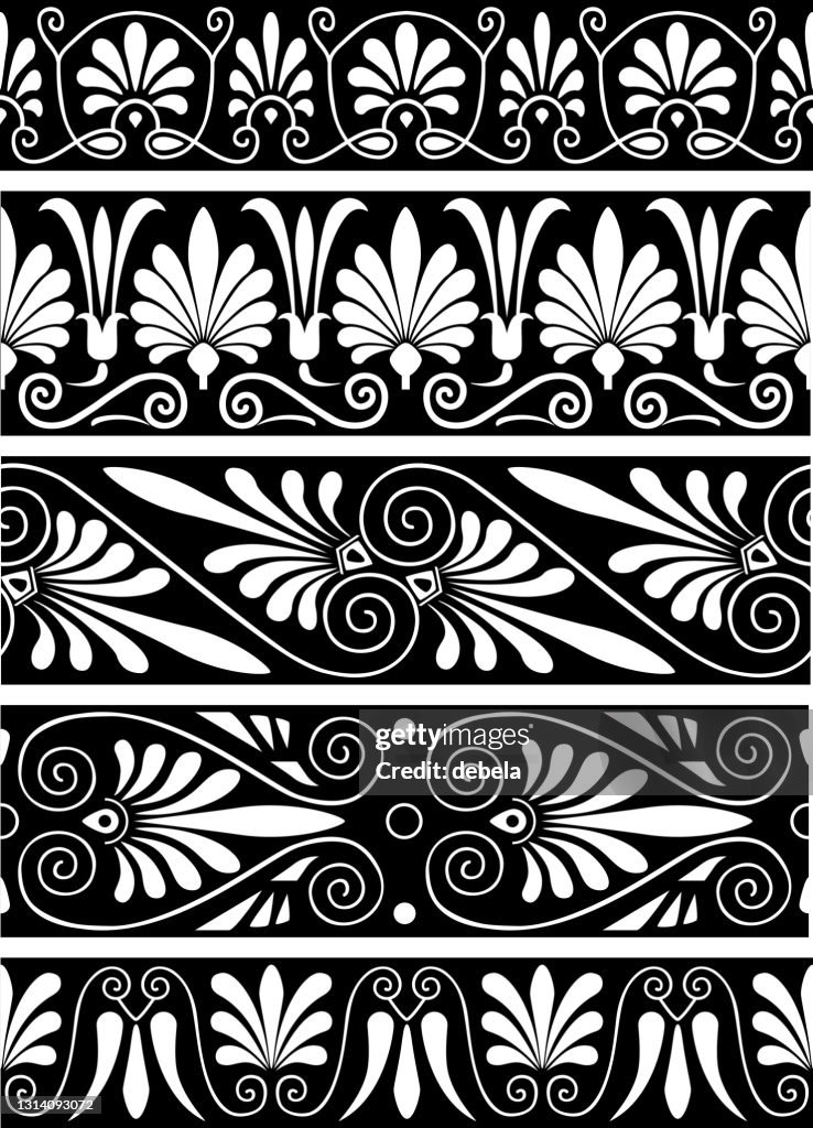 Archaic Pattern Greek Pottery Ancient Floral Pattern Collection High-Res Vector Graphic ...