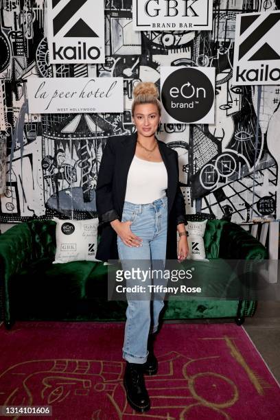Tori Kelly attends the EON Mist Sanitizer Pre-Oscars Lounge presented by GBK Brand Bar at La Peer Hotel on April 23, 2021 in Los Angeles, California.