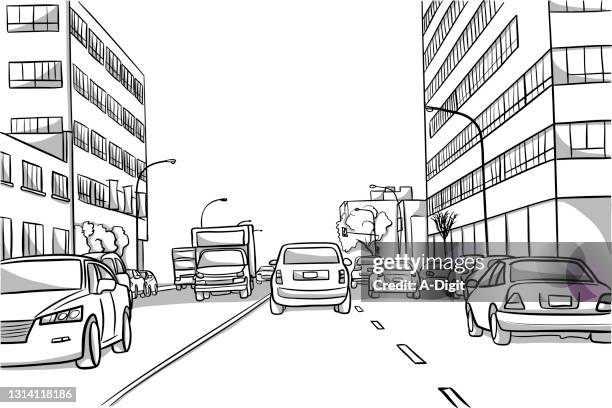 city of montreal road - traffic stock illustrations