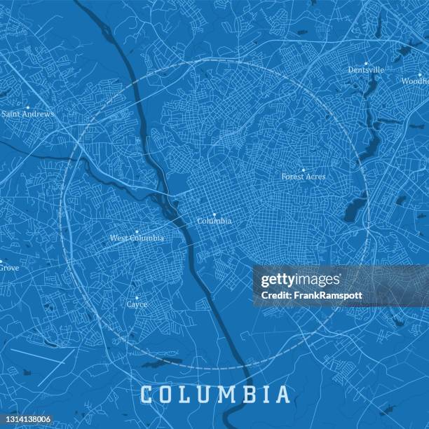 哥倫比亞sc城市向量路線圖藍色文本 - columbia south carolina 幅插畫檔、美工圖案、卡通及圖標