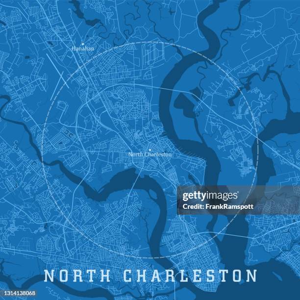 north charleston sc city vector road map blue text - north charleston south carolina stock illustrations