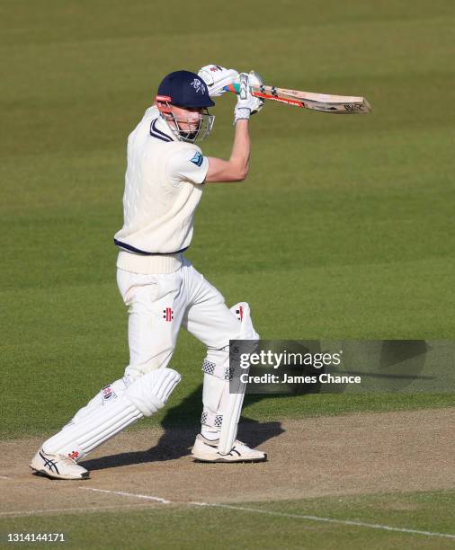 Zak Crawley of Kent bats during Day Two of the LV= Insurance County Championship match between Kent and Lancashire at The Spitfire Ground on April...