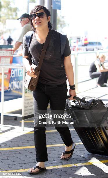 Anthony Improgo from the band Metro Station is seen arriving at Perth Airport on February 27 2009, in Perth, Australia.
