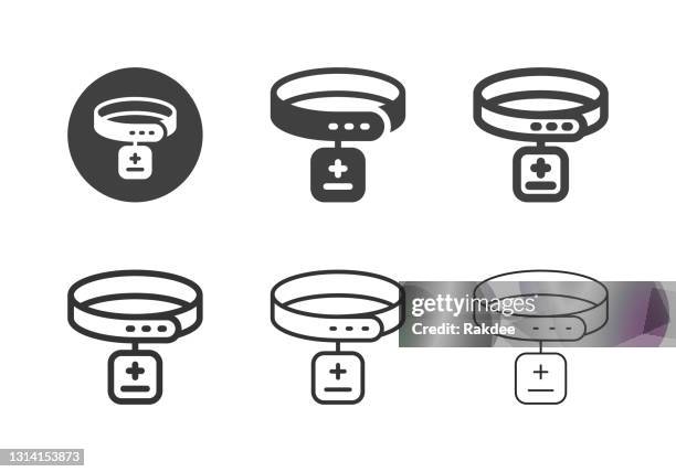 ilustraciones, imágenes clip art, dibujos animados e iconos de stock de iconos del collar de mascotas - multi series - collar-para-perro