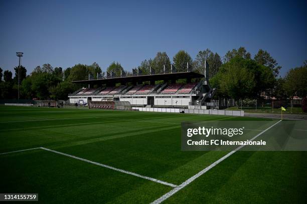 General view inside the stadium prior to the Women Coppa Italia match between AC Milan and FC Internazionale at Centro Sportivo Peppino Vismara on...