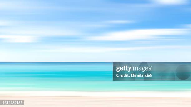 dreamy seascape background. blurred motion, vivid colors. - water horizon stock illustrations