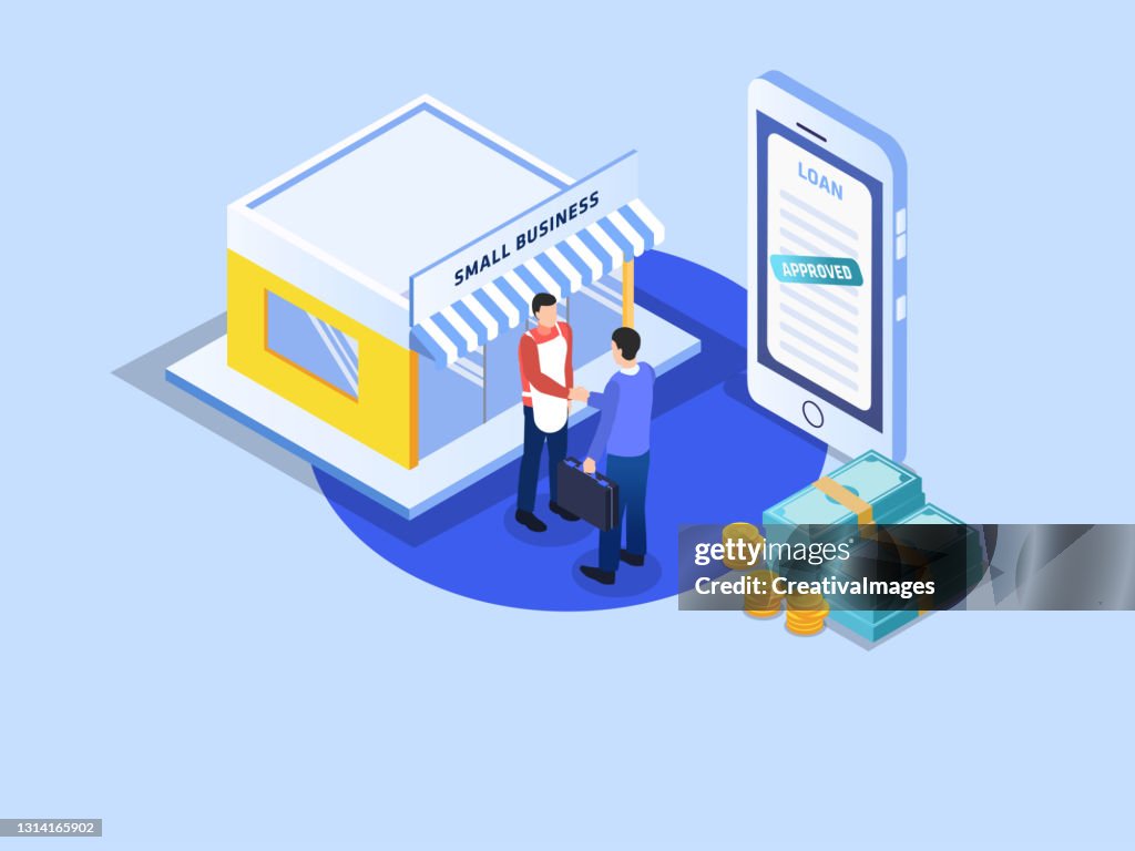 Small business loan online isometric