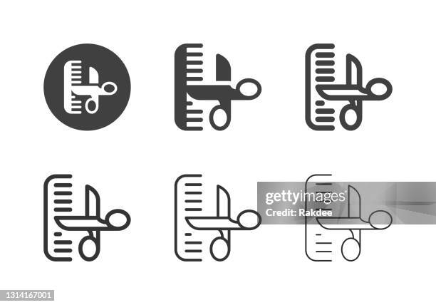 comb and scissors icons - multi series - hair salon stock illustrations stock illustrations