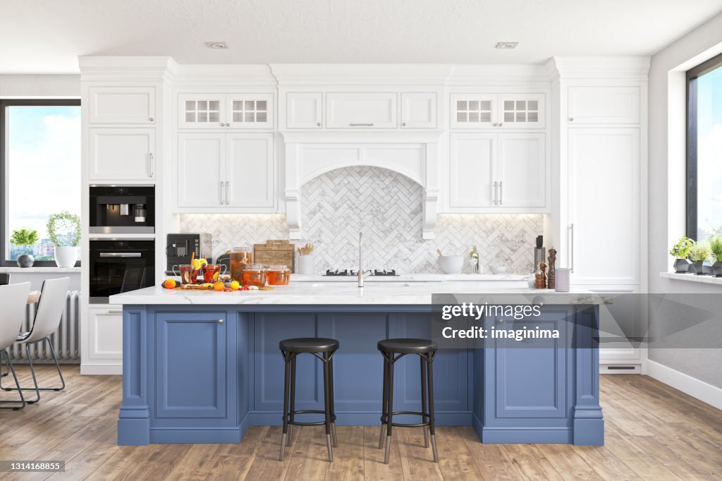 Moderne keuken met slimme luidspreker