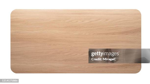 empty blank wood table top shot on solid white - holztisch stock-fotos und bilder