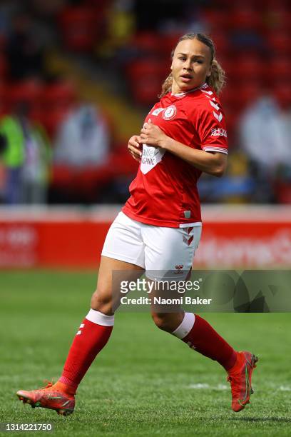 Ebony Salmon of Bristol City in action during the Barclays FA Women's Super League match between Aston Villa Women and Bristol City Women at on April...