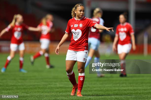 Ebony Salmon of Bristol City in action during the Barclays FA Women's Super League match between Aston Villa Women and Bristol City Women at on April...