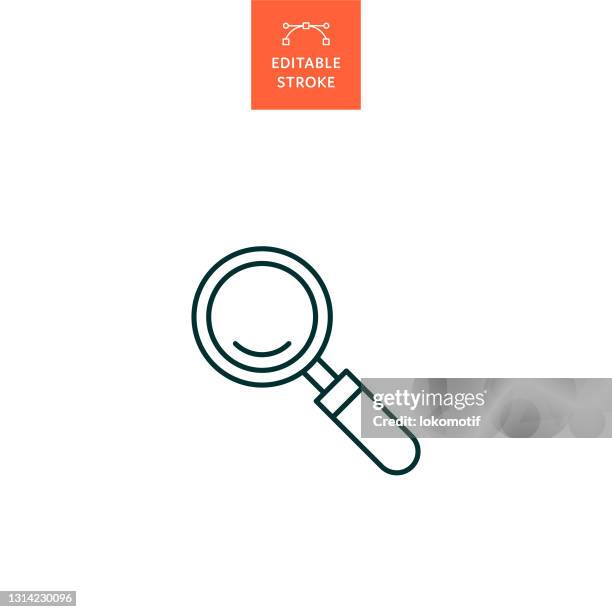 ilustrações de stock, clip art, desenhos animados e ícones de magnifying glass icon with editable stroke - magnify