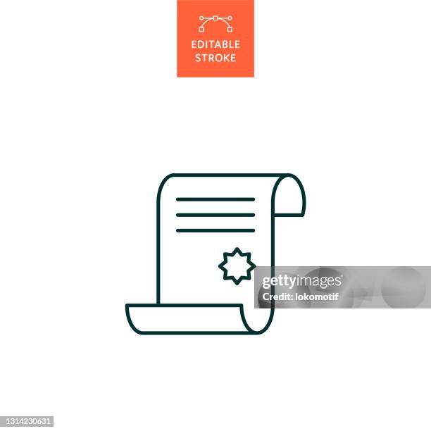 certificate icon with editable stroke - certificate-icon stock illustrations