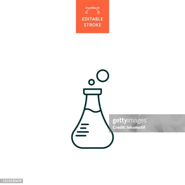 laboratory beaker icon with editable stroke - boiling flask stock illustrations