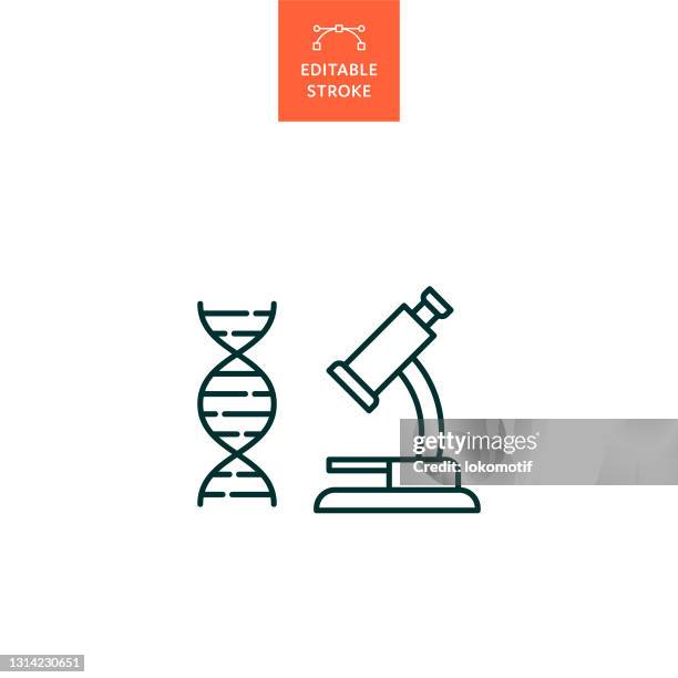 microscope icon with editable stroke - coronavirus scientist stock illustrations