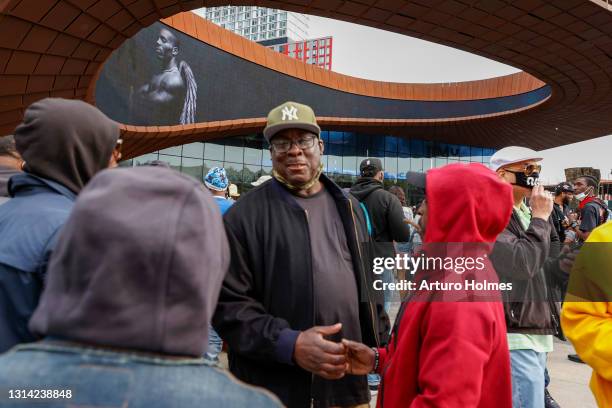 Damion "DRoc" Butler is seen during the Memorial Service Held For Rapper DMX at Barclays Center on April 24, 2021 in New York City.