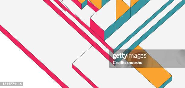colorful 3d cube structure geometric pattern - virtual reality construction stock illustrations