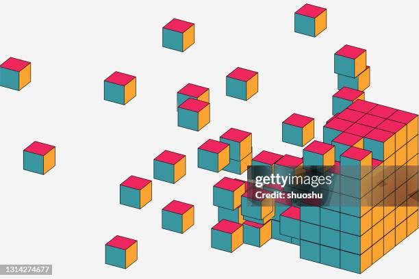 color digital 3d cube pattern - cube shape stock illustrations