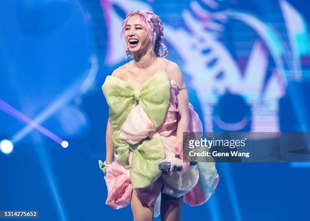 Jolin Tsai performs live on stage during 'Ugly Beauty World Tour Concert' on April 24, 2021 in Taipei, Taiwan.