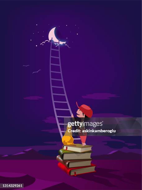 benefits of reading book - mini moon stock illustrations