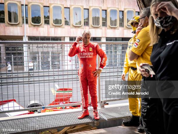 Jean Alesi after the crash with Marco Werner during the 12th edition of the Historic Monaco Grand Prix on April 25, 2021 in Monaco, Monaco.