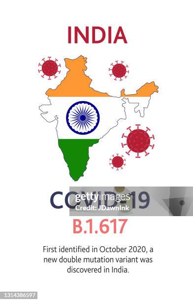 covid-19 india b.1.617 variant web banner design template with placement text and origin country of the virus mutation - virus mutation stock illustrations