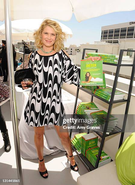 Actress Kristy Swanson with The Beauty Detox Soultion at Melanie Segal's Red Cross Prepare LA Trend Lounge In Celebration of the MTV Movie Awards Day...