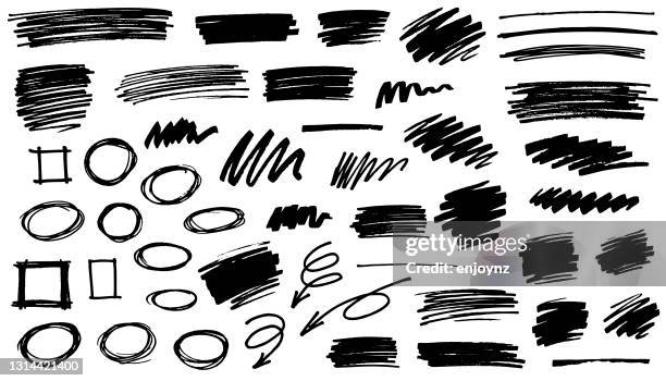 ilustrações de stock, clip art, desenhos animados e ícones de black pen marker shapes - caneta