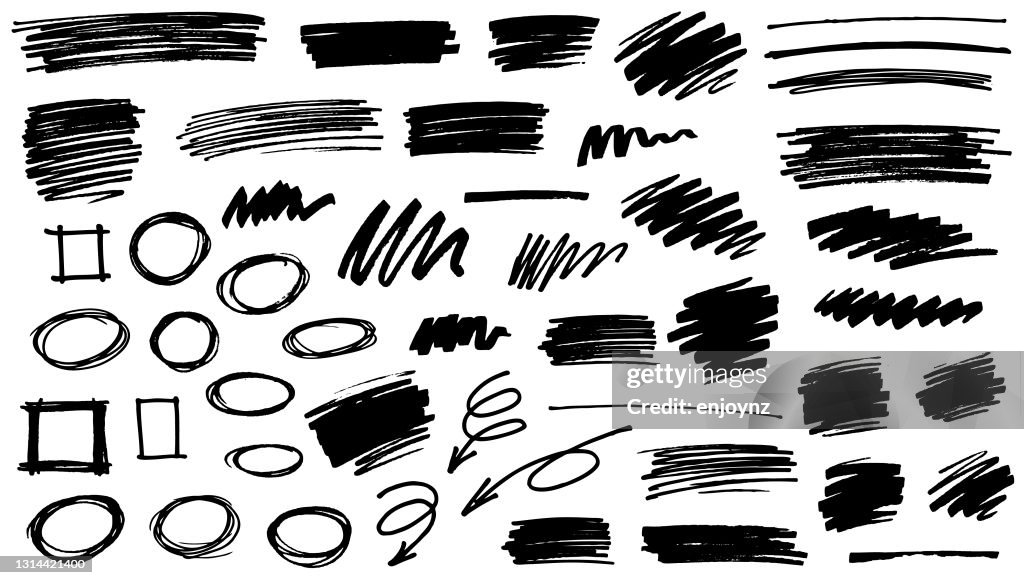 Black pen marker shapes