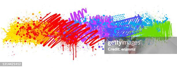 ilustrações de stock, clip art, desenhos animados e ícones de rainbow paint splash marker pen background - streetart