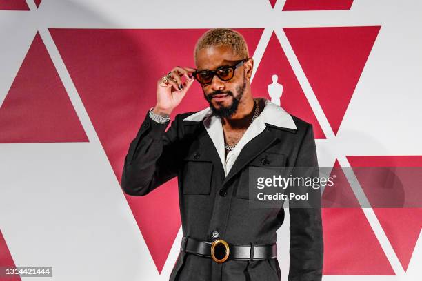 Lakeith Stanfield arrives at a screening of the Oscars on April 26, 2021 in London.