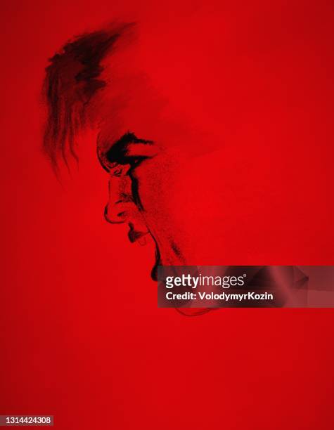 illustration of a man symbolizing anger, intolerance, aggression. made in the technique of pastels - red revolution stock illustrations