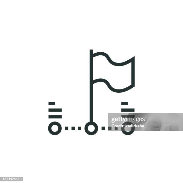 milestone line icon - timeline visual aid stock illustrations