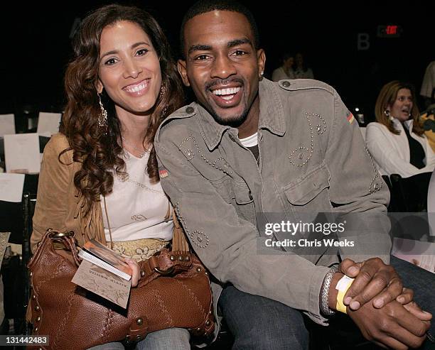 Bill Bellamy and wife Kristen Baker during Mercedes-Benz Spring 2006 L.A. Fashion Week at Smashbox Studios - Antik Denim - Front Row at Smashbox...