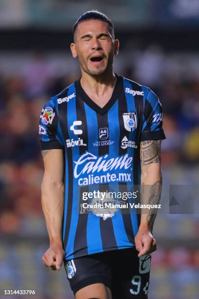 Jonathan Dos Santos reacts after missing a chance of goal during the 16th round match between Queretaro and FC Juarez as part of the Torneo...