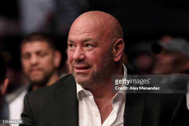 President Dana White is seen during UFC 261 at VyStar Veterans Memorial Arena on April 24, 2021 in Jacksonville, Florida.