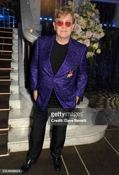 In this image released on April 25, Sir Elton John attends the 29th Annual Elton John AIDS Foundation Academy Awards Viewing Party on April 25, 2021.
