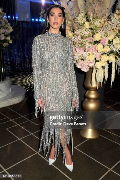 In this image released on April 25, Dua Lipa attends the 29th Annual Elton John AIDS Foundation Academy Awards Viewing Party on April 25, 2021.