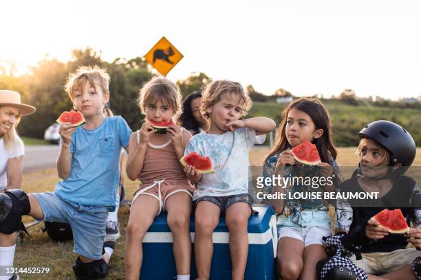 happy aussie kids - children in summer photos et images de collection