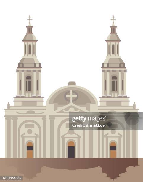 santiago metropolitan cathedral - plaza de armas santiago stock illustrations