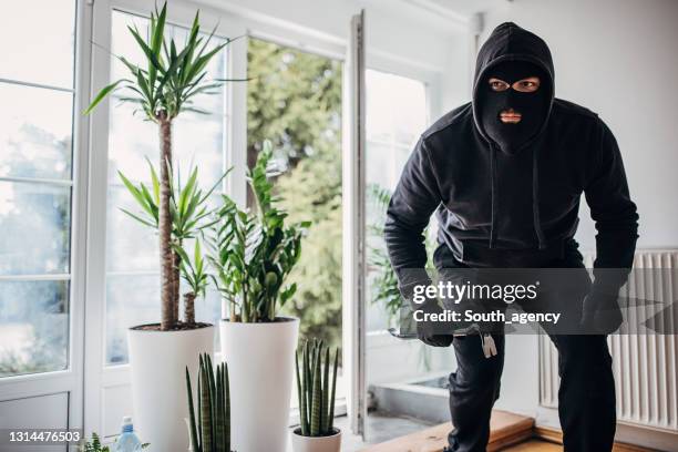 robber broke in house - balaclava stock pictures, royalty-free photos & images