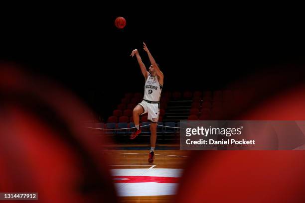 Jack McVeigh of the 36ers warms up before the round 15 NBL match between the New Zealand Breakers and the Adelaide 36ers at Silverdome, on April 26...