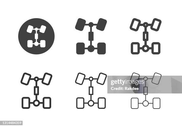 auto chassis icons - multi-serie - chassis stock-grafiken, -clipart, -cartoons und -symbole