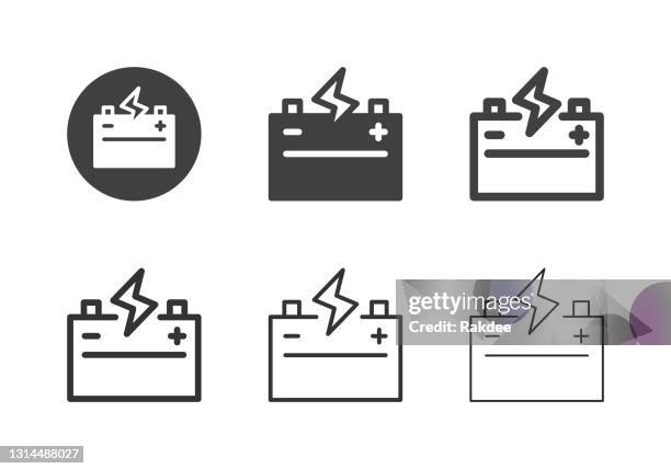 car battery icons - multi series - car battery stock illustrations