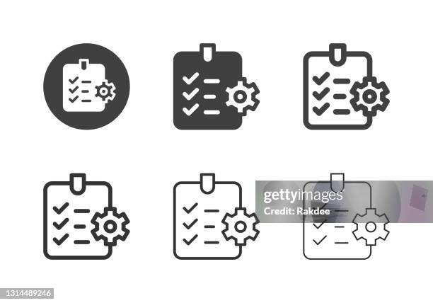 manufactured checklist icons - multi series - check engine stock illustrations
