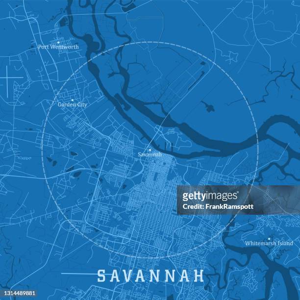 savannah ga city vector road map blue text - savannah stock illustrations