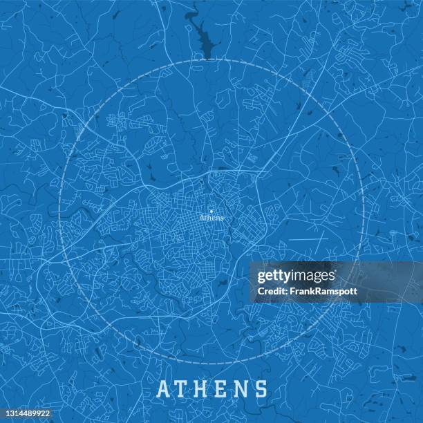 illustrations, cliparts, dessins animés et icônes de athens ga city vector road map texte bleu - athens