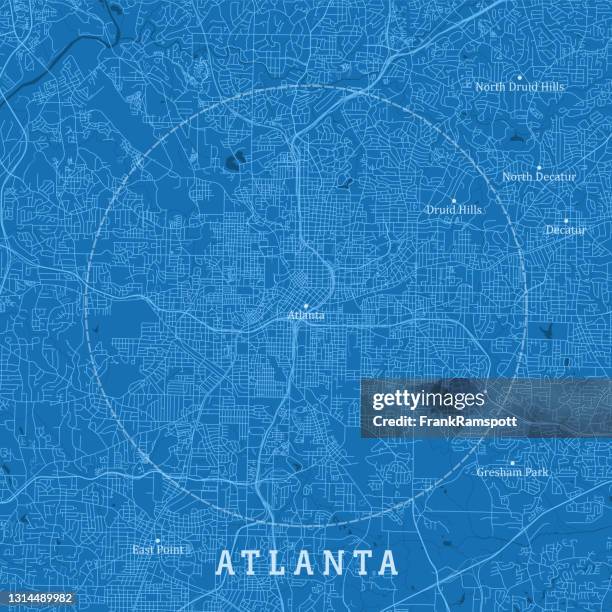 ilustraciones, imágenes clip art, dibujos animados e iconos de stock de atlanta ga city vector road map texto azul - atlanta