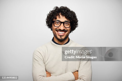 Happy Latin American Man Against White Background Happy Latin American Man Against White Background
